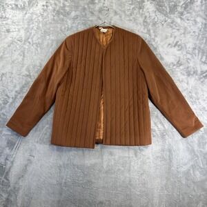 Vintage Graffsport Quilted Jacket Women's Size 8 Rust Brown Pleated Velvet